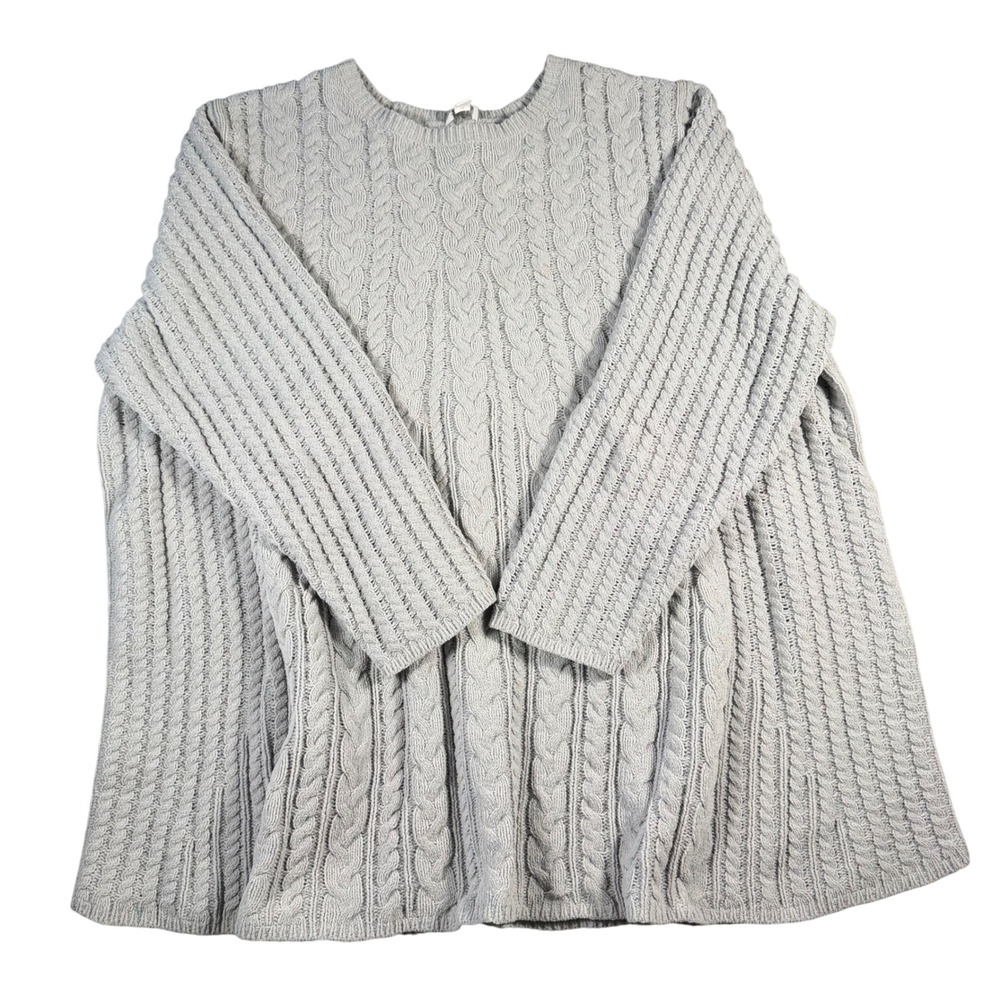 J. Jill Chenille Cable Knit Sweater Womens 4X Gray Crew Neck Pullover